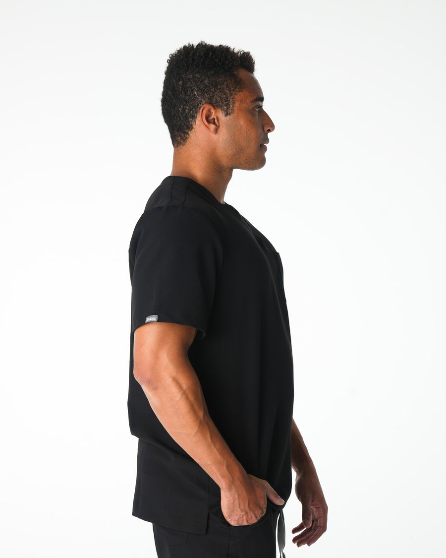 Black V-Neck Scrub Tee