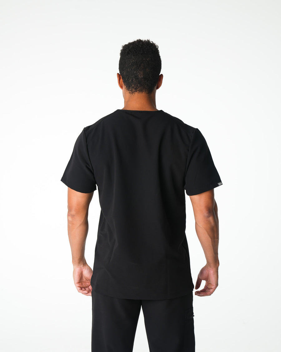 Black V-Neck Scrub Tee