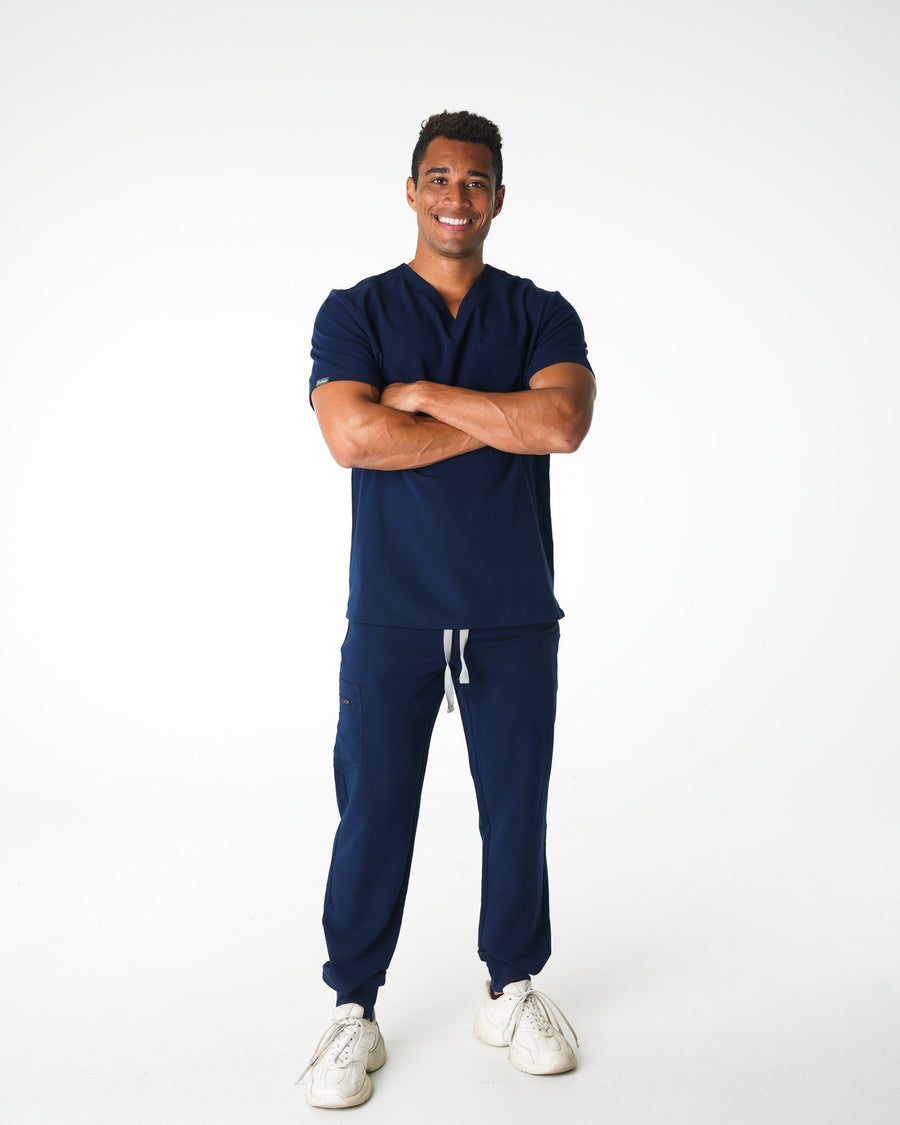 Navy V-Neck Scrub Tee