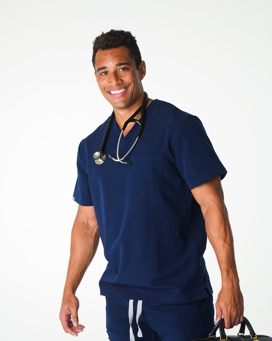 Navy V-Neck Scrub Tee