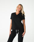 Black V-Neck Scrub Tee