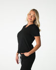 Black V-Neck Scrub Tee