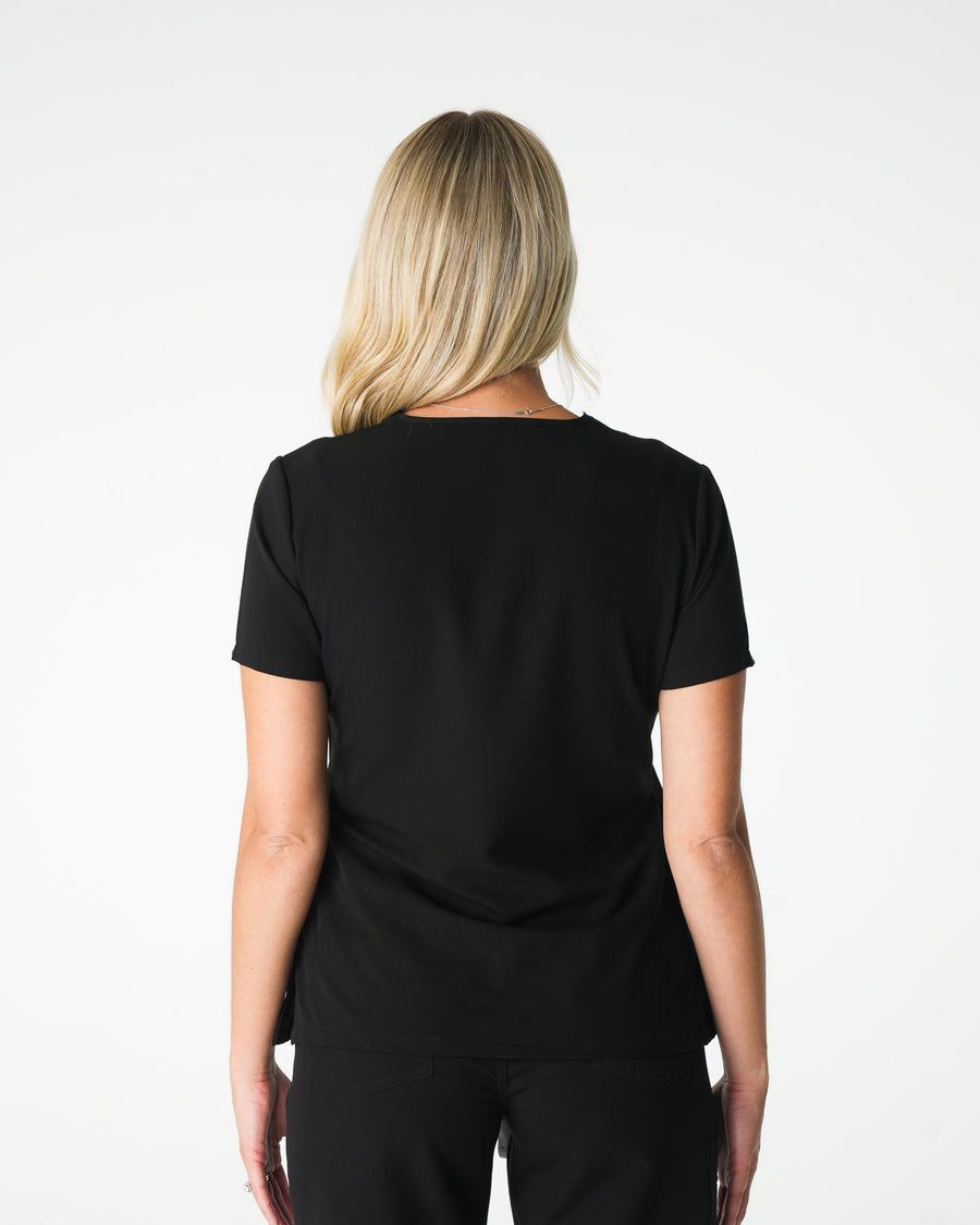 Black V-Neck Scrub Tee