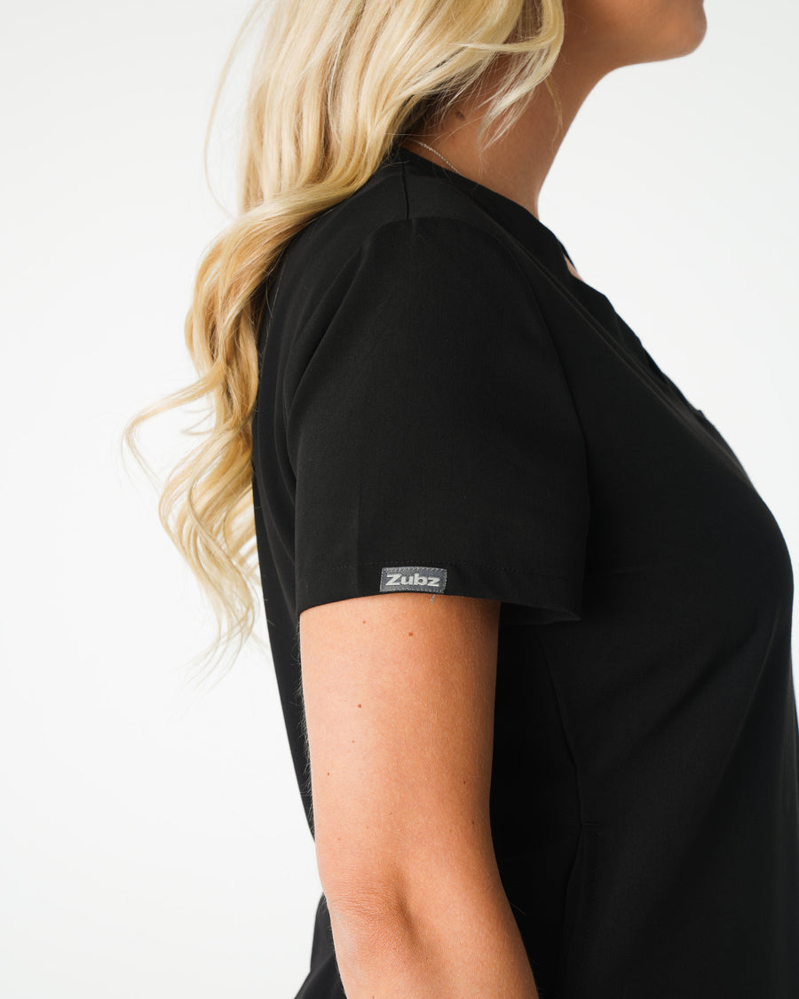 Black V-Neck Scrub Tee