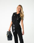 Black V-Neck Scrub Tee