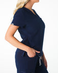 Navy V-Neck Scrub Tee