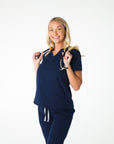 Navy V-Neck Scrub Tee